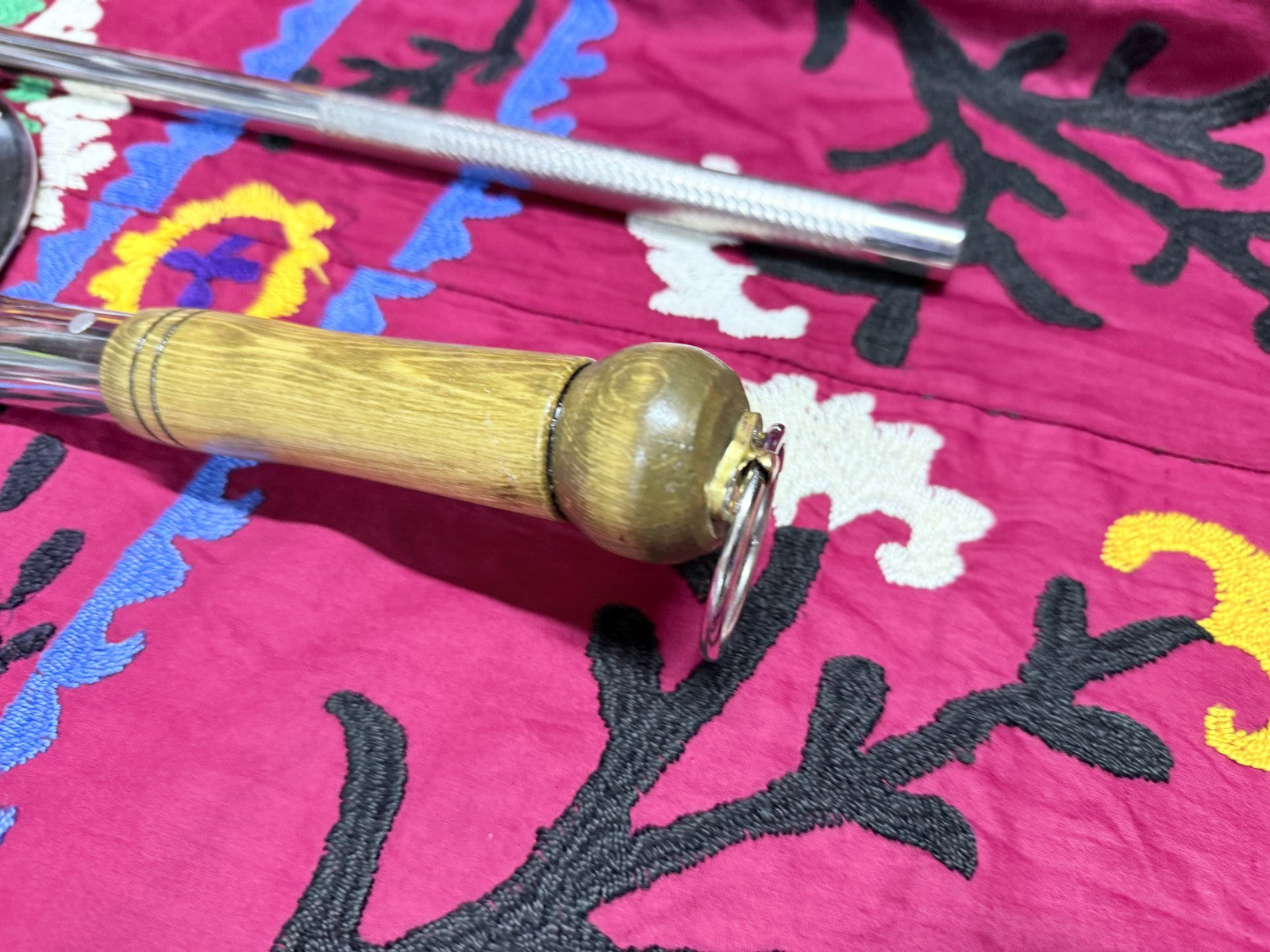 Lot of 2 Handmade Stainless Steel Skimmers – Wooden Handle Kitchen Tools Uzbek2